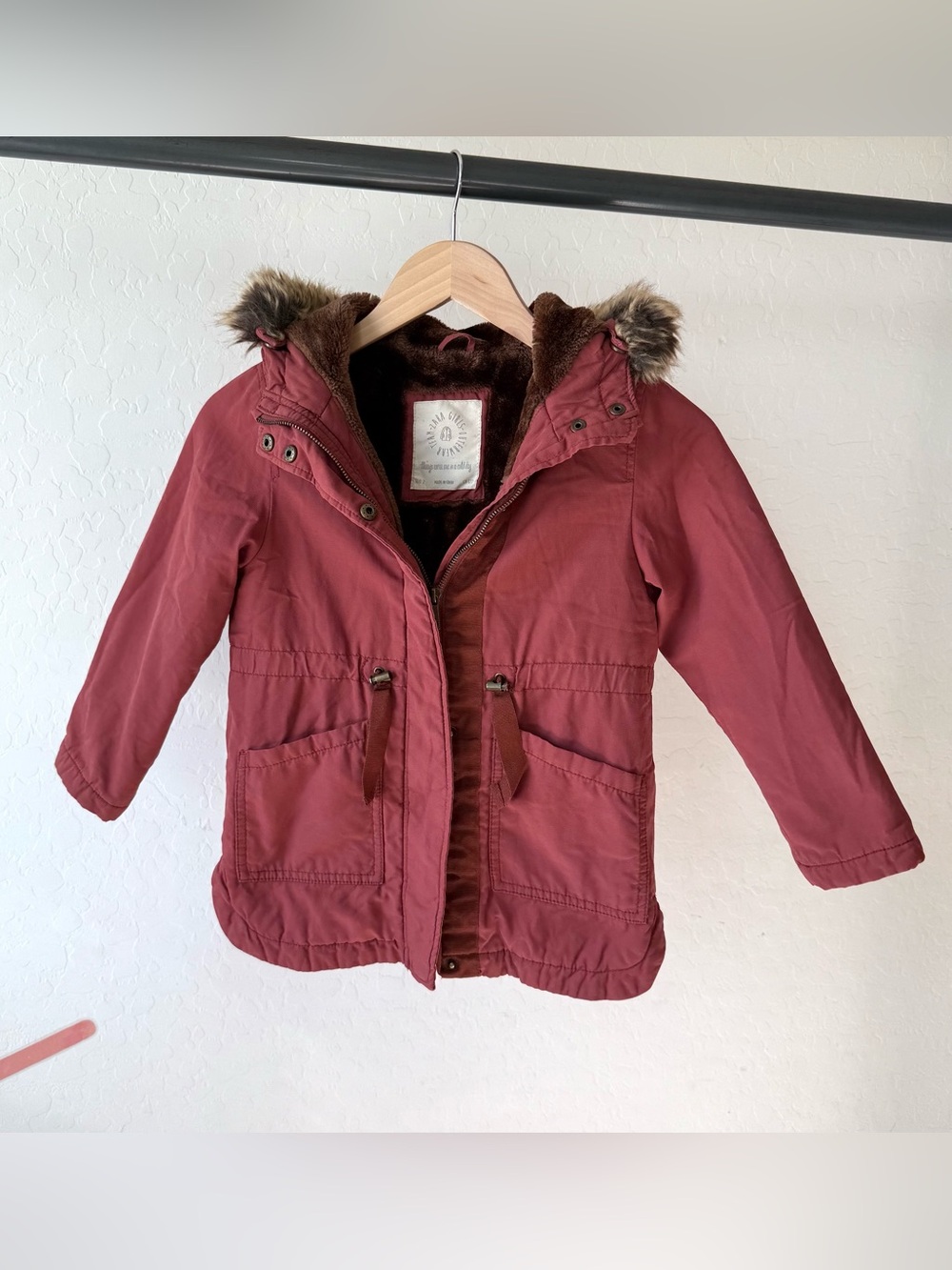 Zara girls fur hooded parka jacket